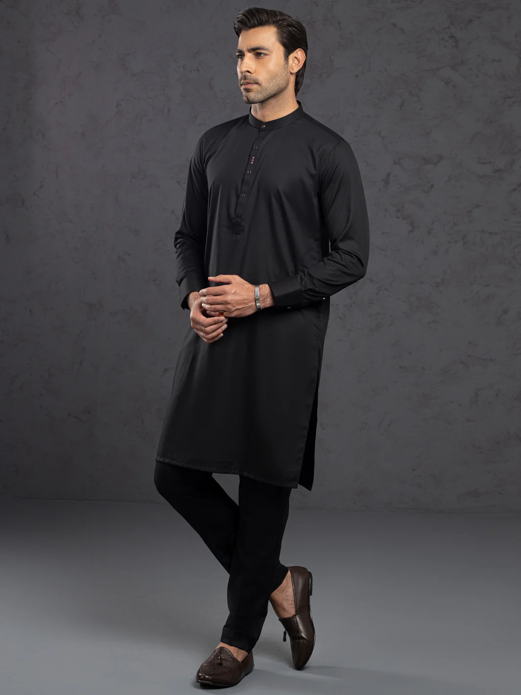 BLACK BLENDED KURTA TROUSERS | ALET-KT-1004/AM-6145-D3