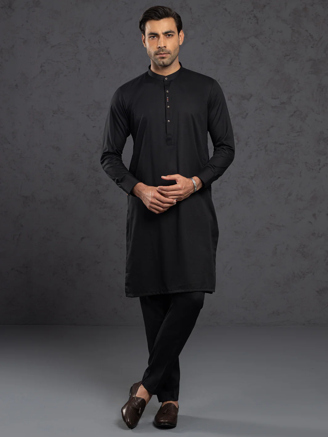 BLACK BLENDED KURTA TROUSERS | ALET-KT-1004-R2/AM-6283D