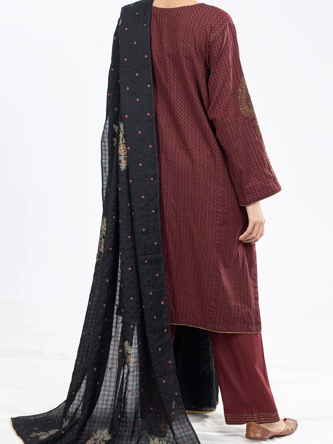 MAROON LINO KARA 3PC UNSTITCHED | ALP-3PS-1802 AM-2882A - Image 2