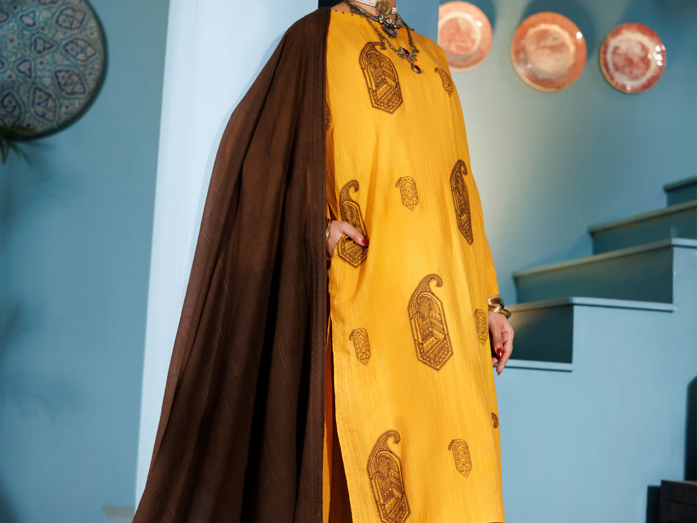 MUSTARD LINO KARA 3PC UNSTITCHED | ALP-3PS-1918 FB-1918A - Image 4