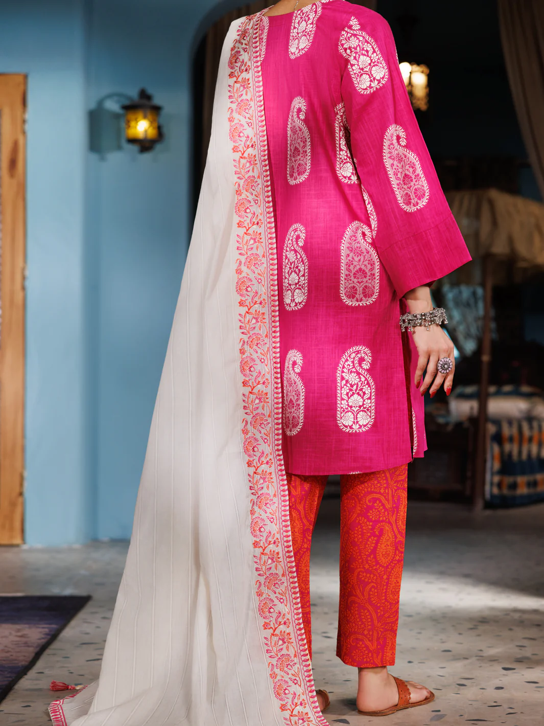 PINK COTTON DOBBY 3PC STITCHED | ALP-3PS-1920/S FB-1920A - Image 2