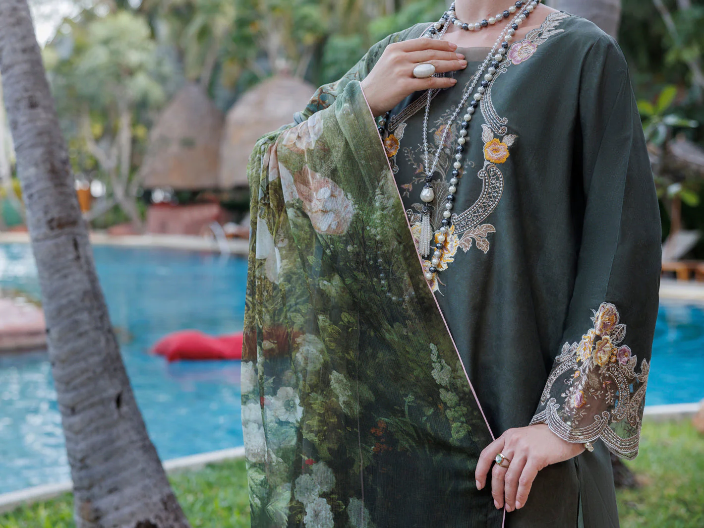 MEHNDI GREEN LAWN 3PC UNSTITCHED | ALP-3PS-1993 FB-1993A - Image 4