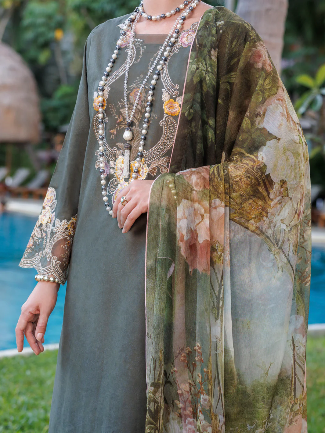MEHNDI GREEN LAWN 3PC STITCHED | ALP-3PS-1993/S FB-1993A - Image 3