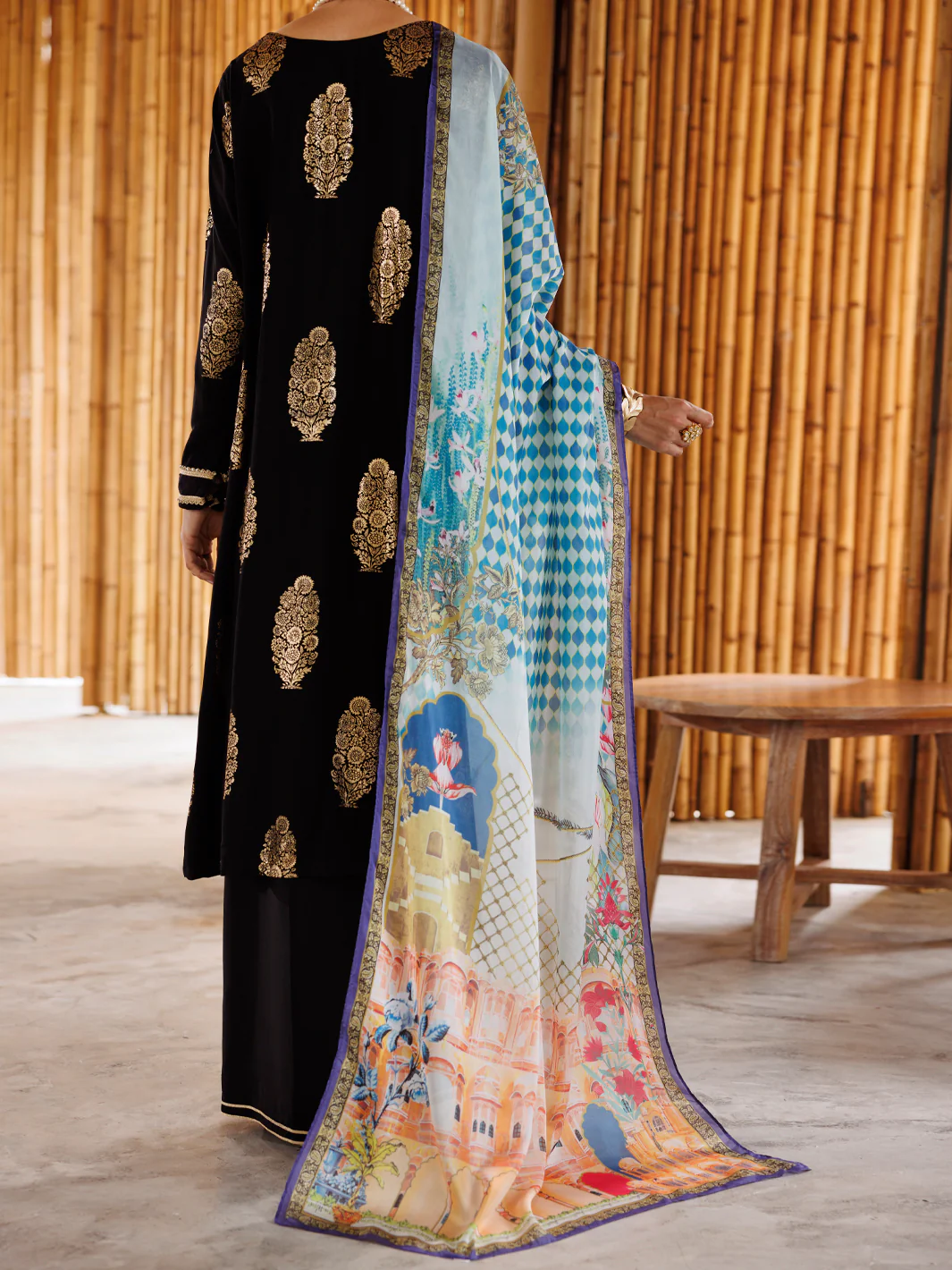 BLACK VISCOSE 3PC STITCHED | ALP-3PS-2040/S FB-2040A - Image 2