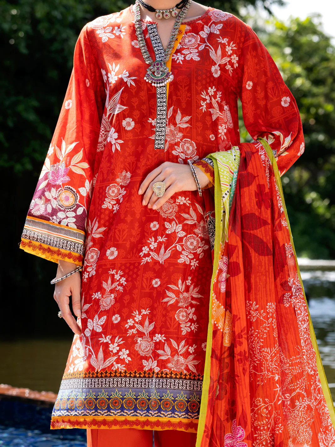 ORANGE LAWN 3PC STITCHED | ALP-3PS-2098/S FB-2098A - Image 2
