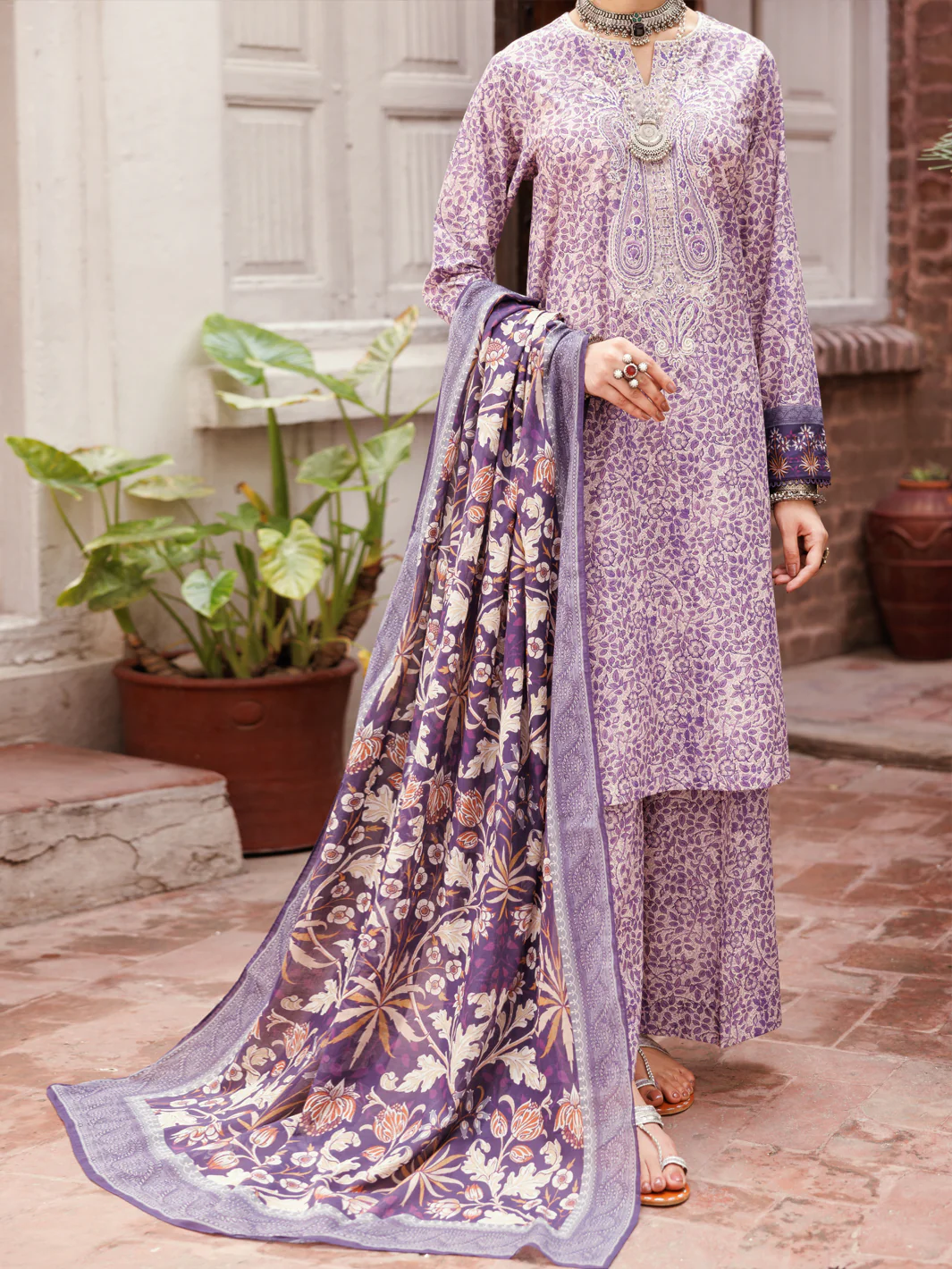 LIGHT PURPLE CAMBRIC 3PC STITCHED | ALP-3PS-2146/S FB-2146A