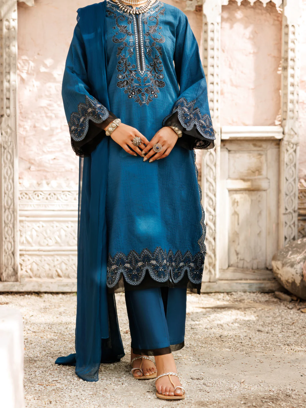 TEAL DOBBY 3PC STITCHED | ALP-3PS-2175/S FB-2175A