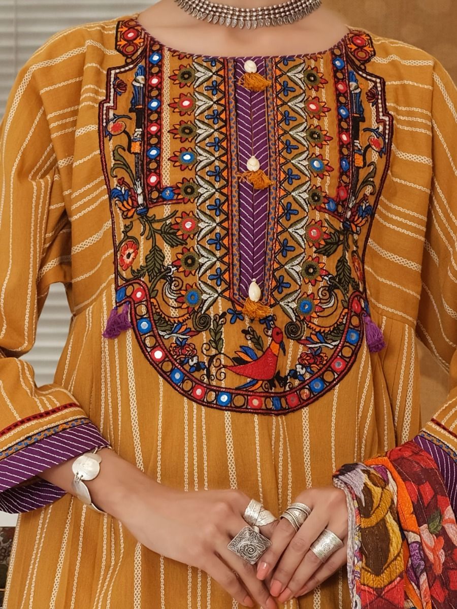 MUSTARD LAWN 3PC UNSTITCHED | ALP-3PS-US-1049 V-2 2021 - Image 3