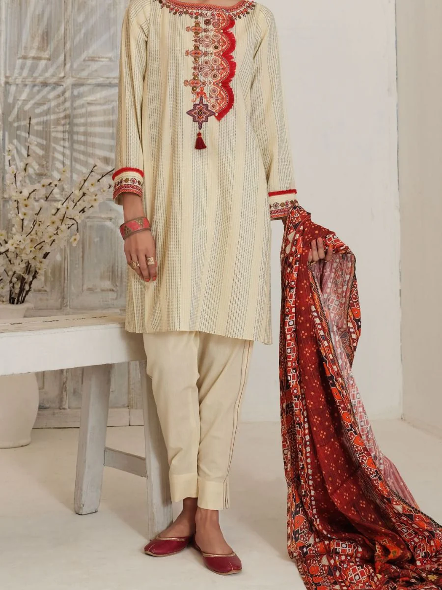 OFF WHITE LAWN 3PC UNSTITCHED | ALP-3PS-US-1053 V-2 2021