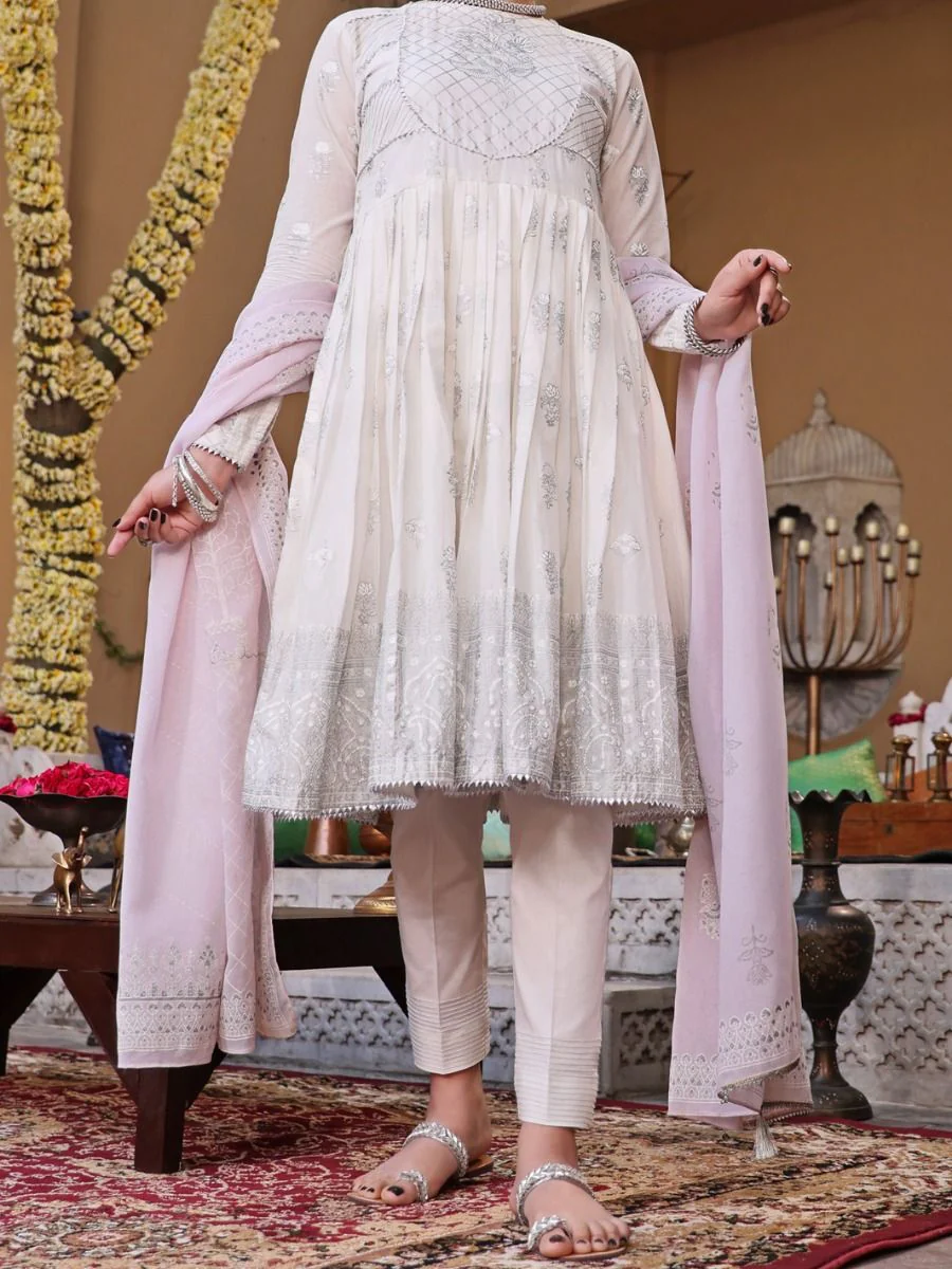 WHITE VISCOSE 3PC UNSTITCHED | ALP-3PS-US-1089 V-2 2021