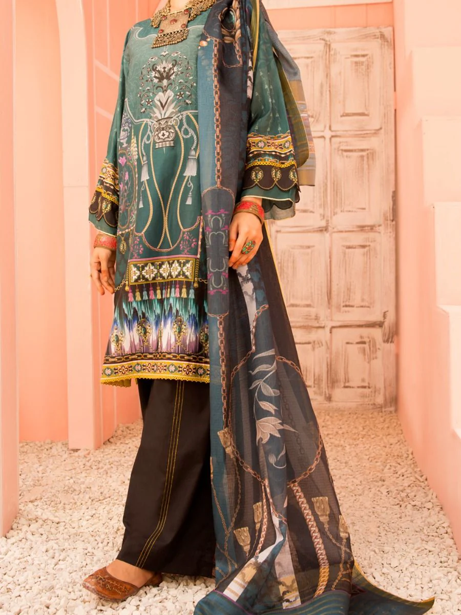 TEAL LAWN 3PC UNSTITCHED | ALP-3PS-US-1140 FB-1140A