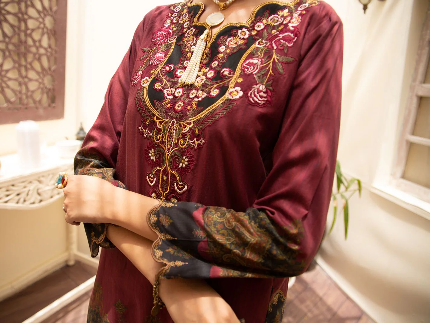 MEHNDI GREEN CAMBRIC 3PC UNSTITCHED | ALP-3PS-US-1178 FB-1178A - Image 4