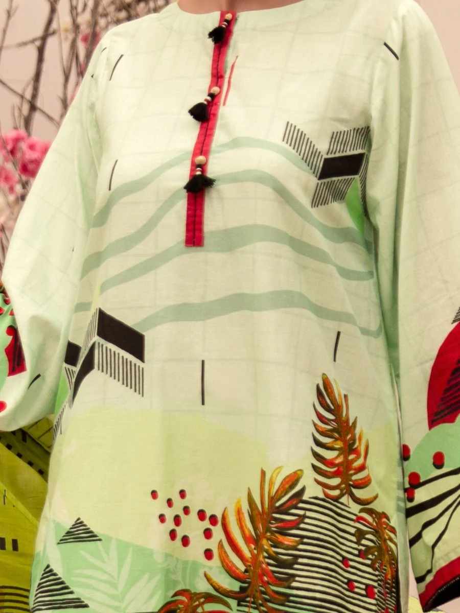 SEA GREEN CAMBRIC 3PC UNSTITCHED | ALP-3PS-US-1184 FB-1184A - Image 2