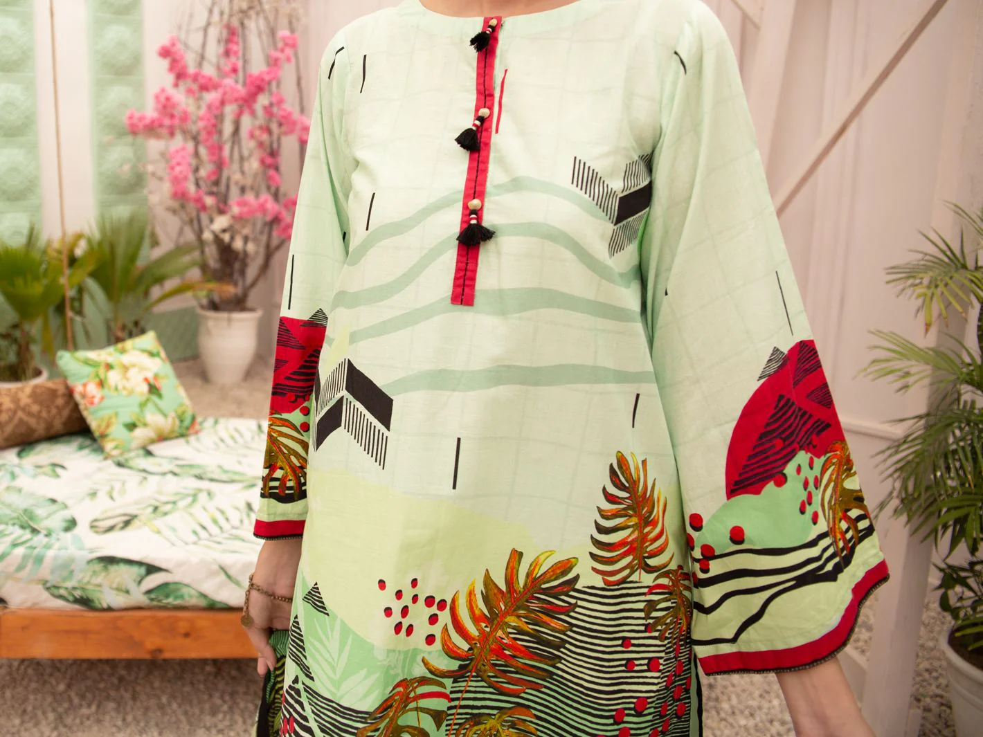 SEA GREEN CAMBRIC 3PC UNSTITCHED | ALP-3PS-US-1184 FB-1184A - Image 4