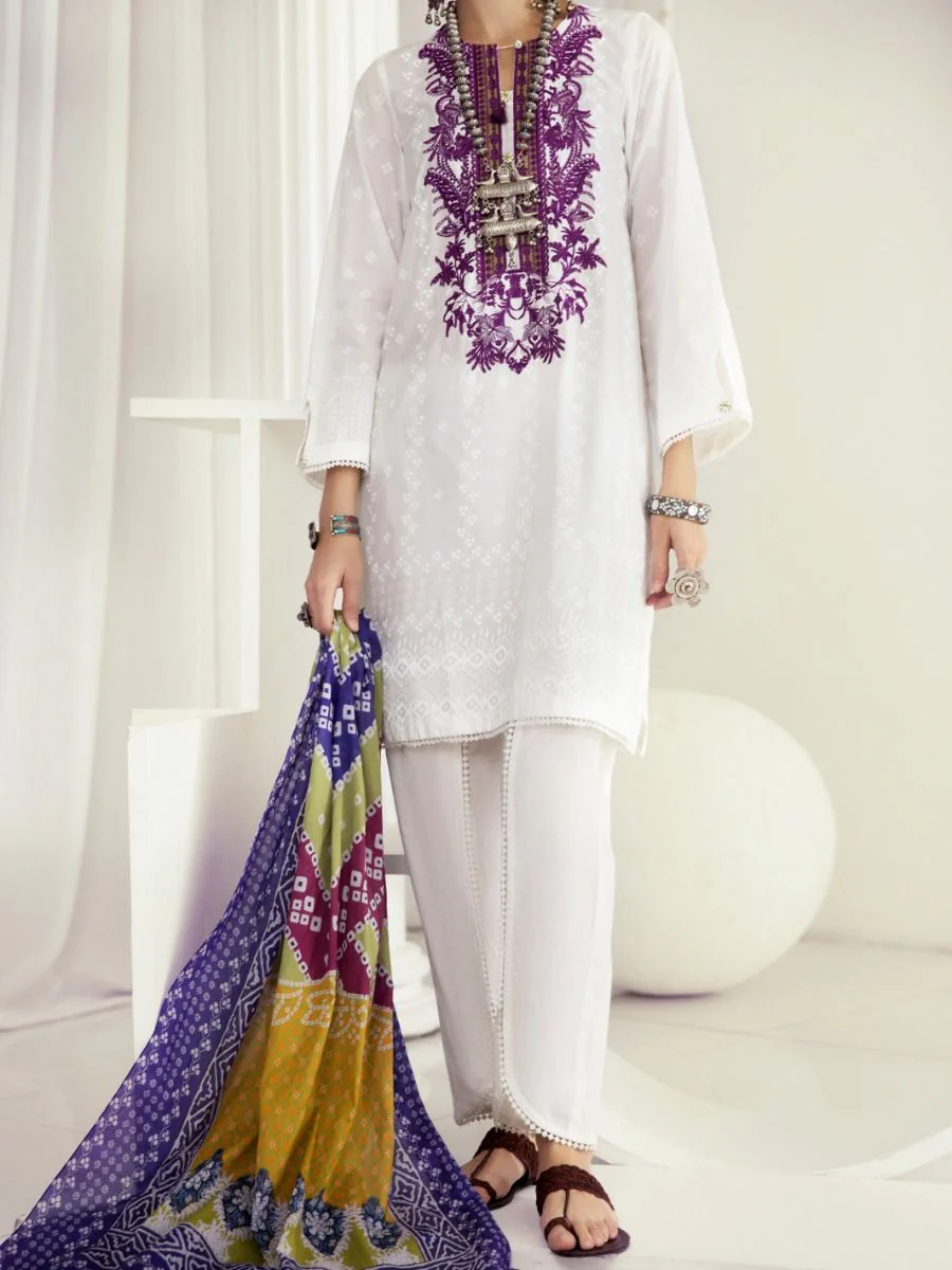 WHITE LAWN 3PC STITCHED | ALP-3PS-US-1235/S FB-1235A
