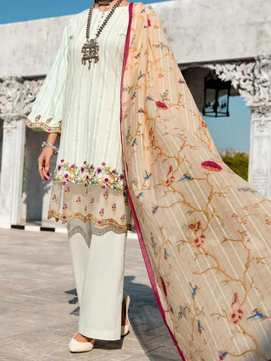 MINT GREEN 3PC UNSTITCHED | ALP-3PS-US-1255 FB-1255A - Image 5