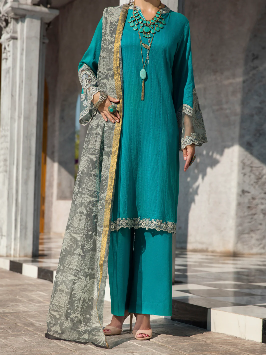SEA BLUE LAWN 3PC STITCHED | ALP-3PS-US-1256/S FB-1256A