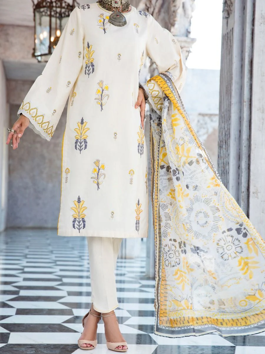 OFF WHITE JACQUARD 3PC STITCHED | ALP-3PS-US-1259/S FB-1259A