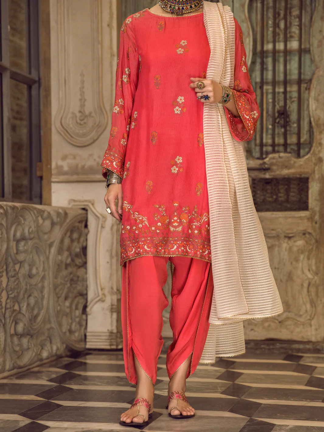RED KHADDI 3PC STITCHED | ALP-3PS-US-1285/S FB-954A