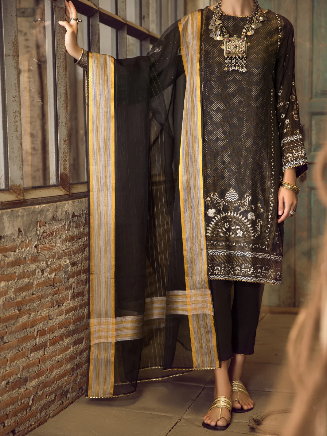 BLACK KHADDI 3PC STITCHED | ALP-3PS-US-1286/S FB-955A