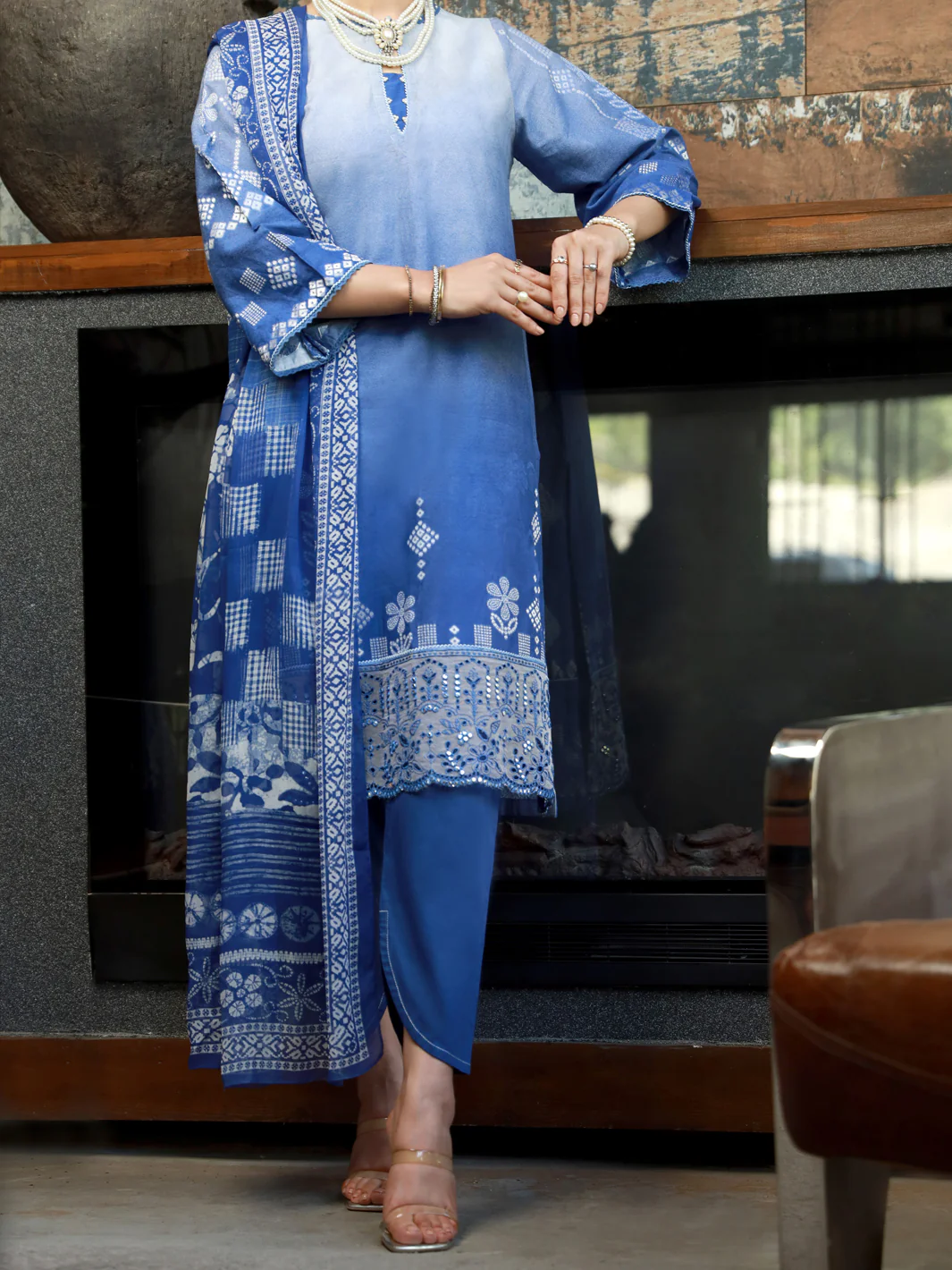 BLUE JACQUARD 3PC STITCHED | ALP-3PS-US-1390/S FB-1390A