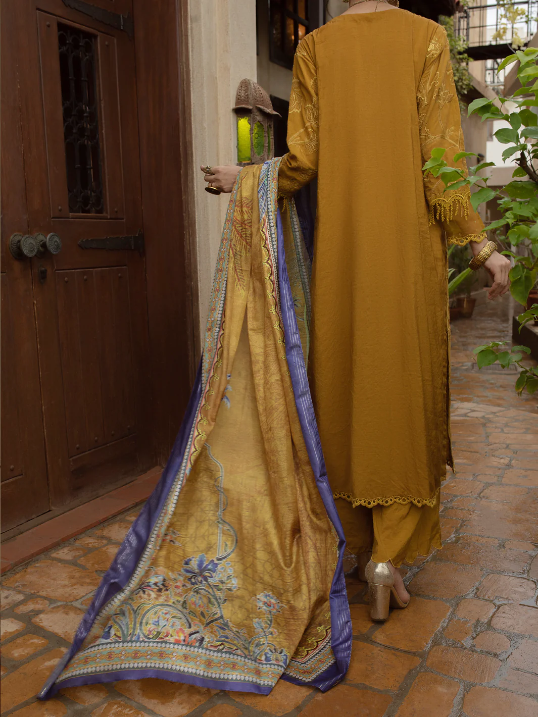 LIME GREEN CHUNRI 3PC STITCHED | ALP-3PS-US-1399/S FB-1399A - Image 2