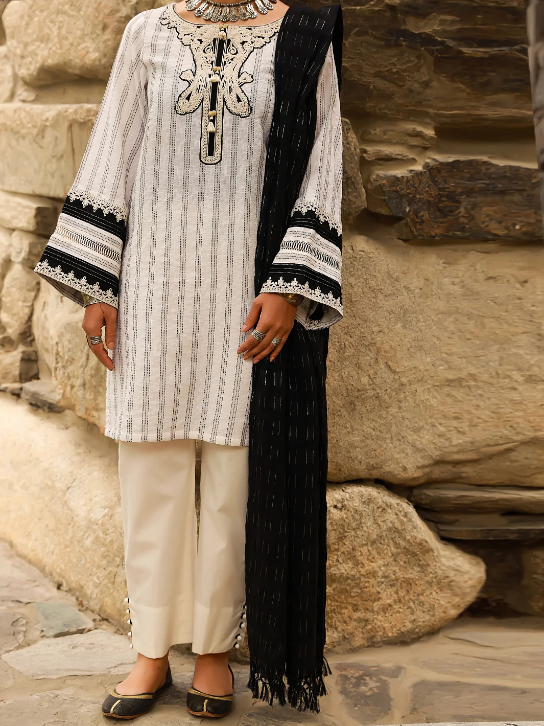 WHITE JACQUARD 3PC STITCHED | ALP-3PS-US-1413/S AM-2627A
