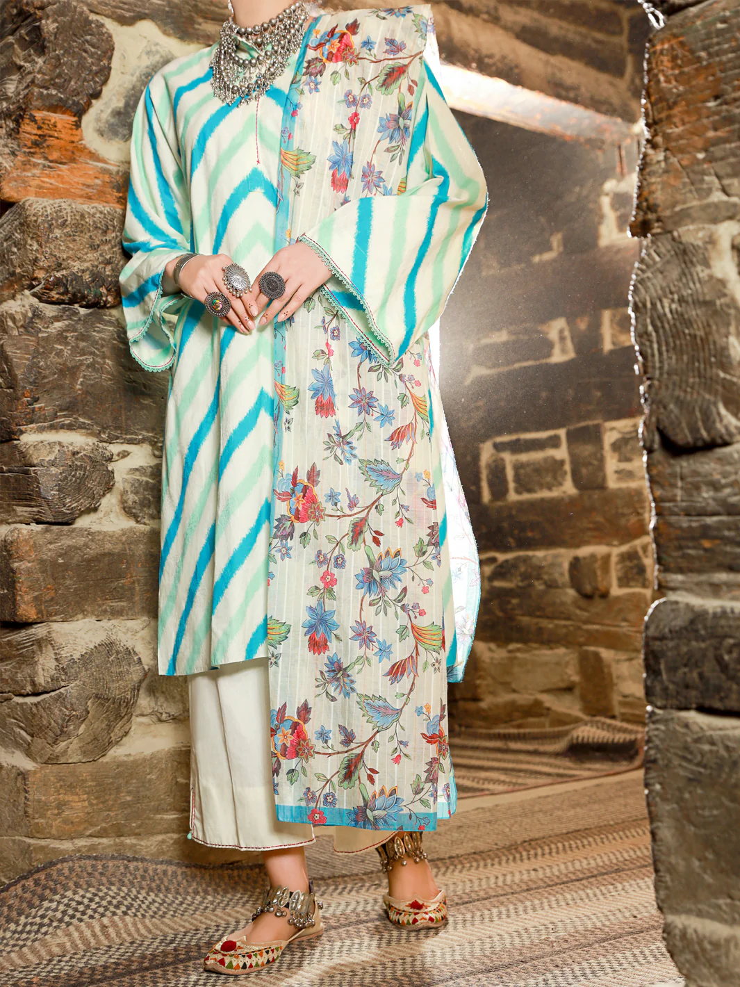 ICE BLUE JACQUARD 3PC STITCHED | ALP-3PS-US-1416/S FB-1416A