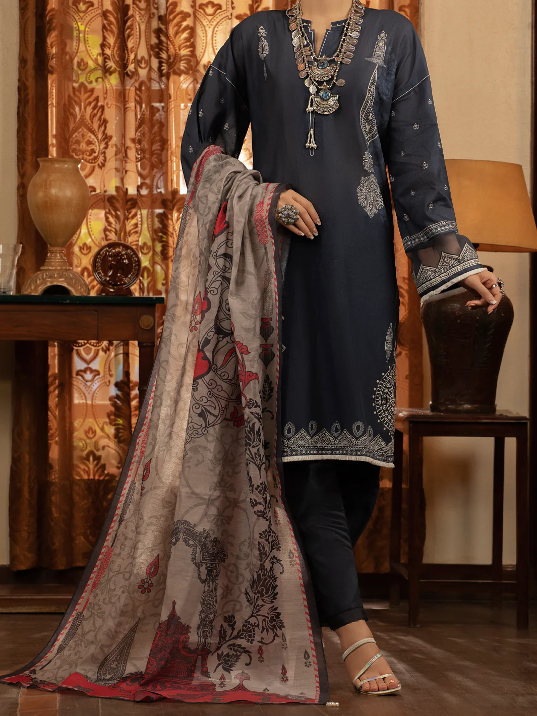 BLUE CAMBRIC 3PC UNSTITCHED | ALP-3PS-US-1425 FB-1425A - Image 6