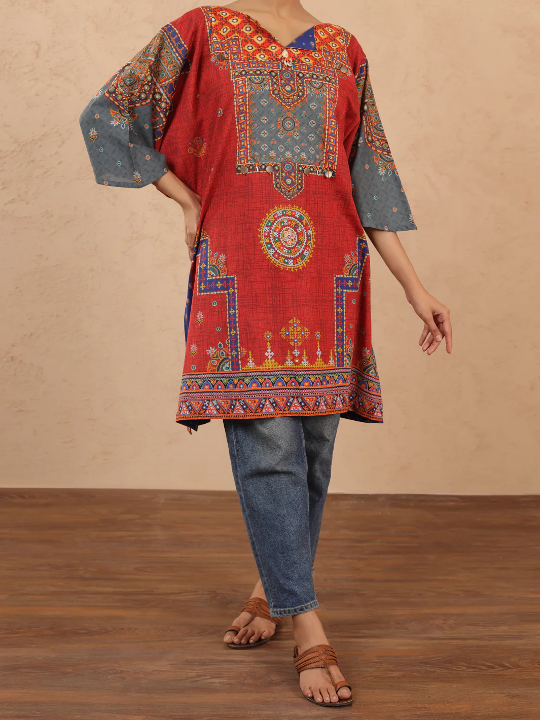 RED CAMBRIC KURTI | ALP-LK-1980/FB-1980A