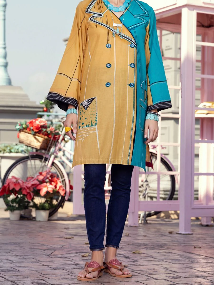 MUSTARD CAMBRIC KURTI | ALP-LK-US-1343 FB-1343A