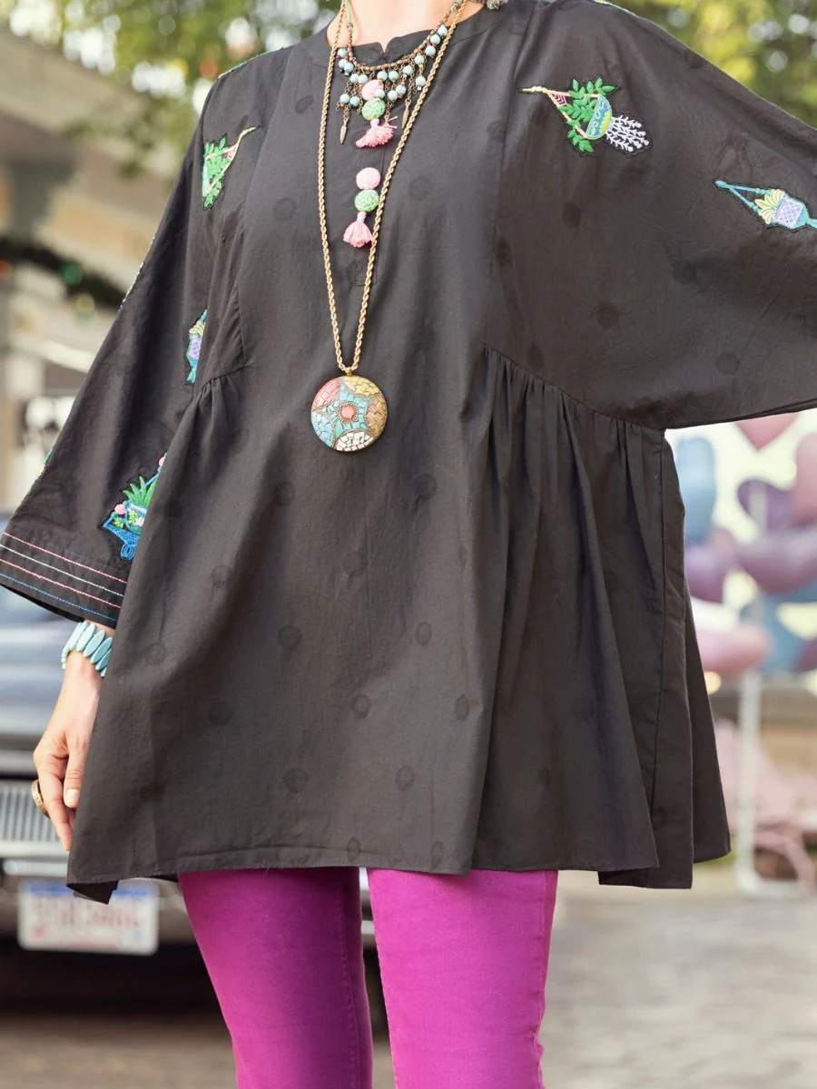 BLACK JACQUARD KURTI | ALP-LK-US-1360/FB-1360A