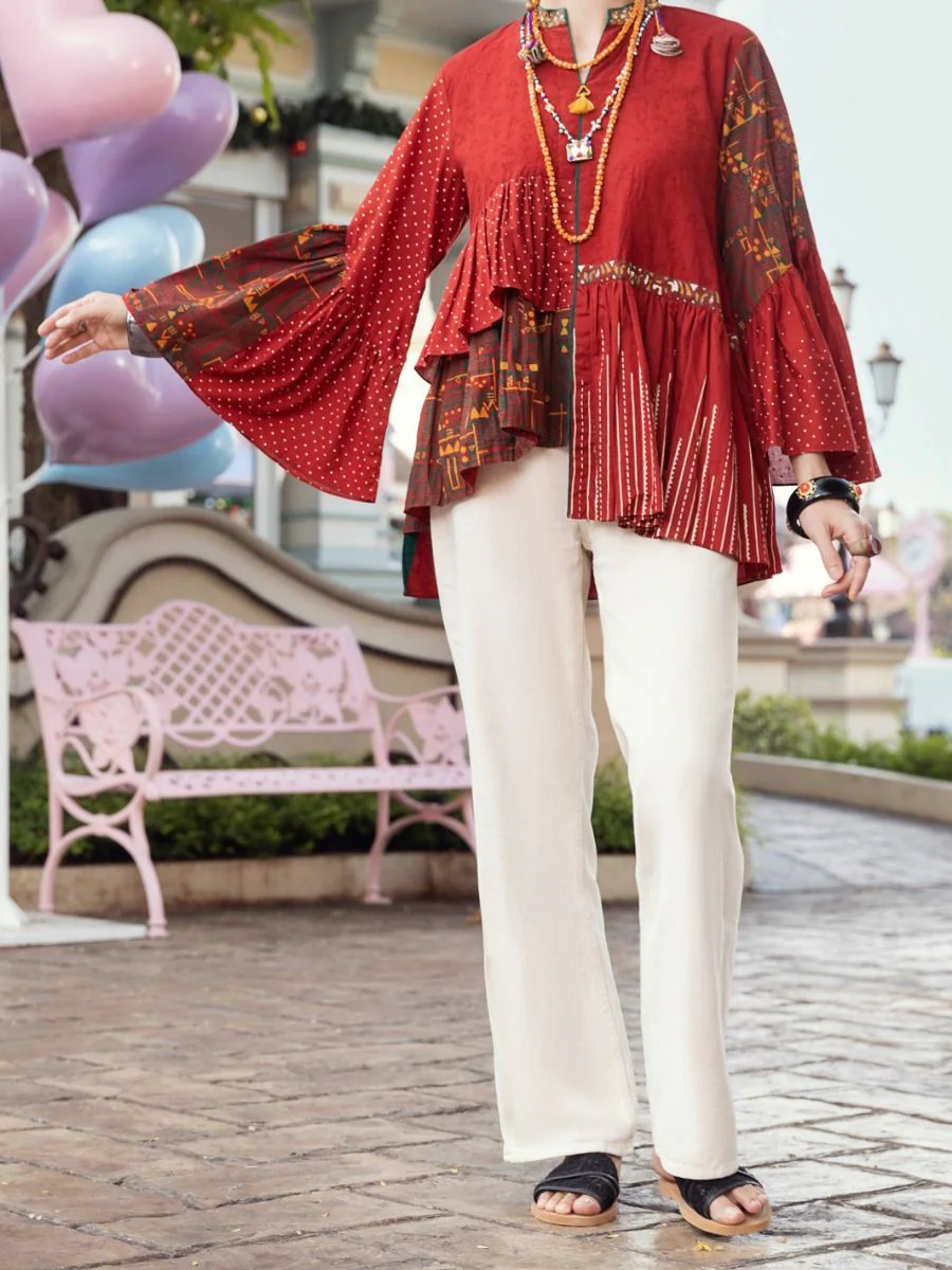 RED KURTI | ALP-LK-US-1361/FB-1361A