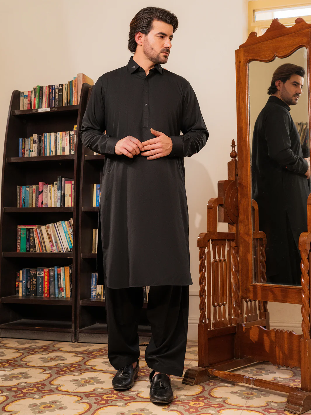 BLACK BLENDED KAMEEZ SHALWAR | ALWA-KS-549/AM-6295D
