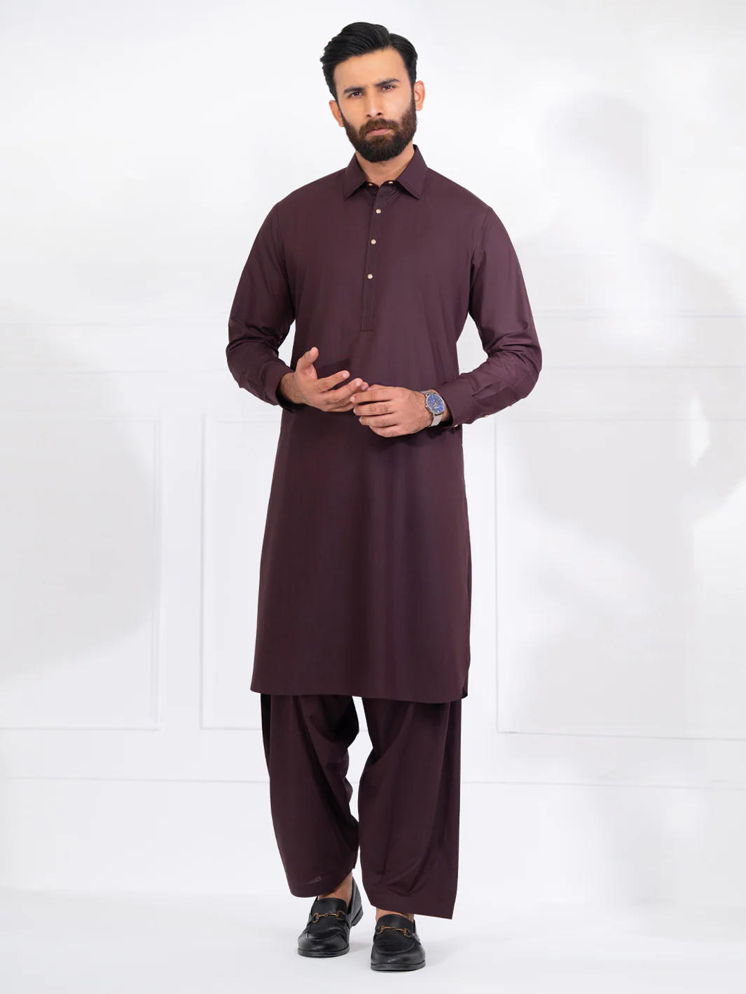 BURGUNDY BLENDED KAMEEZ SHALWAR | ALWA-KS-557/AM-6343B