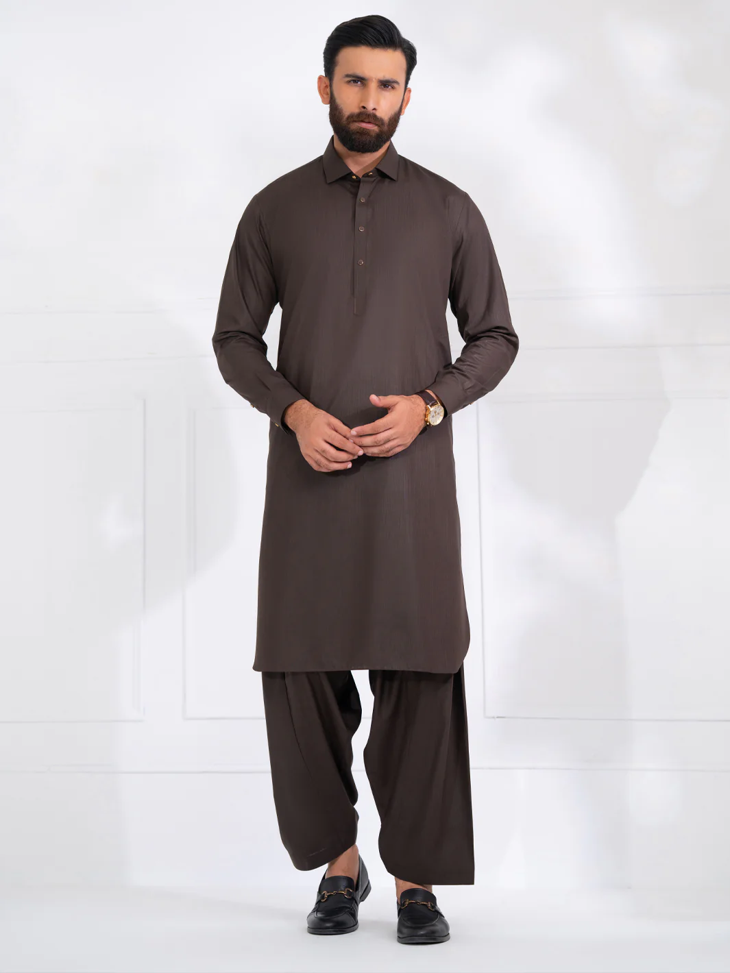 DARK BROWN KAMEEZ SHALWAR | ALWA-KS-558/AM-6343C