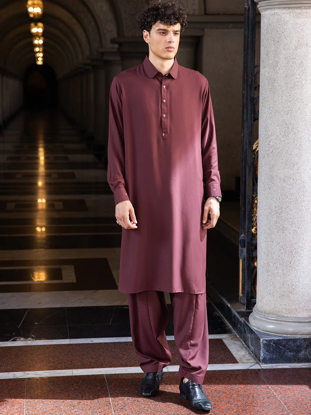 MAROON KAMEEZ SHALWAR | ALWA-KS-US-24-414