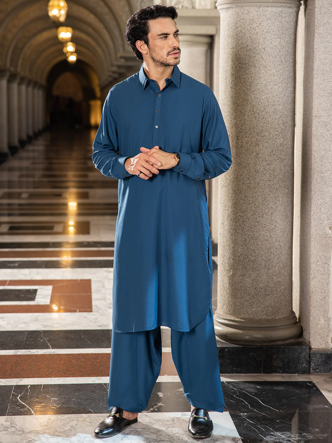 TEAL BLUE KAMEEZ SHALWAR | ALWA-KS-US-24-417