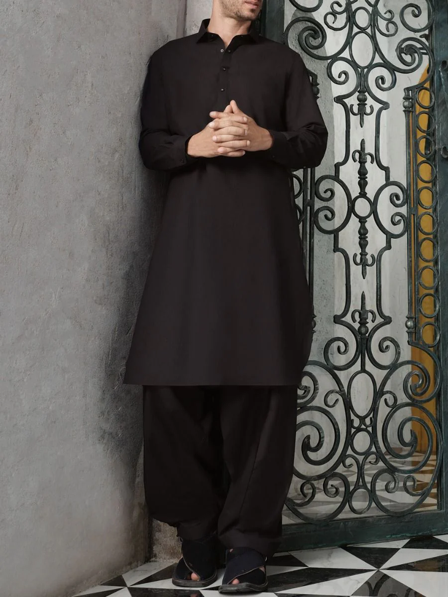 BLACK BLENDED KAMEEZ SHALWAR | ALWA-KS-US-187/AM-805C