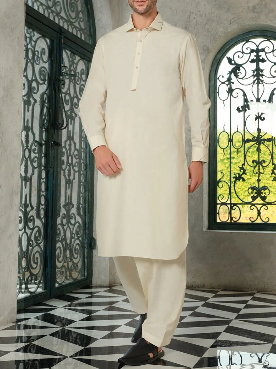 CREAM BLENDED KAMEEZ SHALWAR | ALWA-KS-US-188/AM-805A