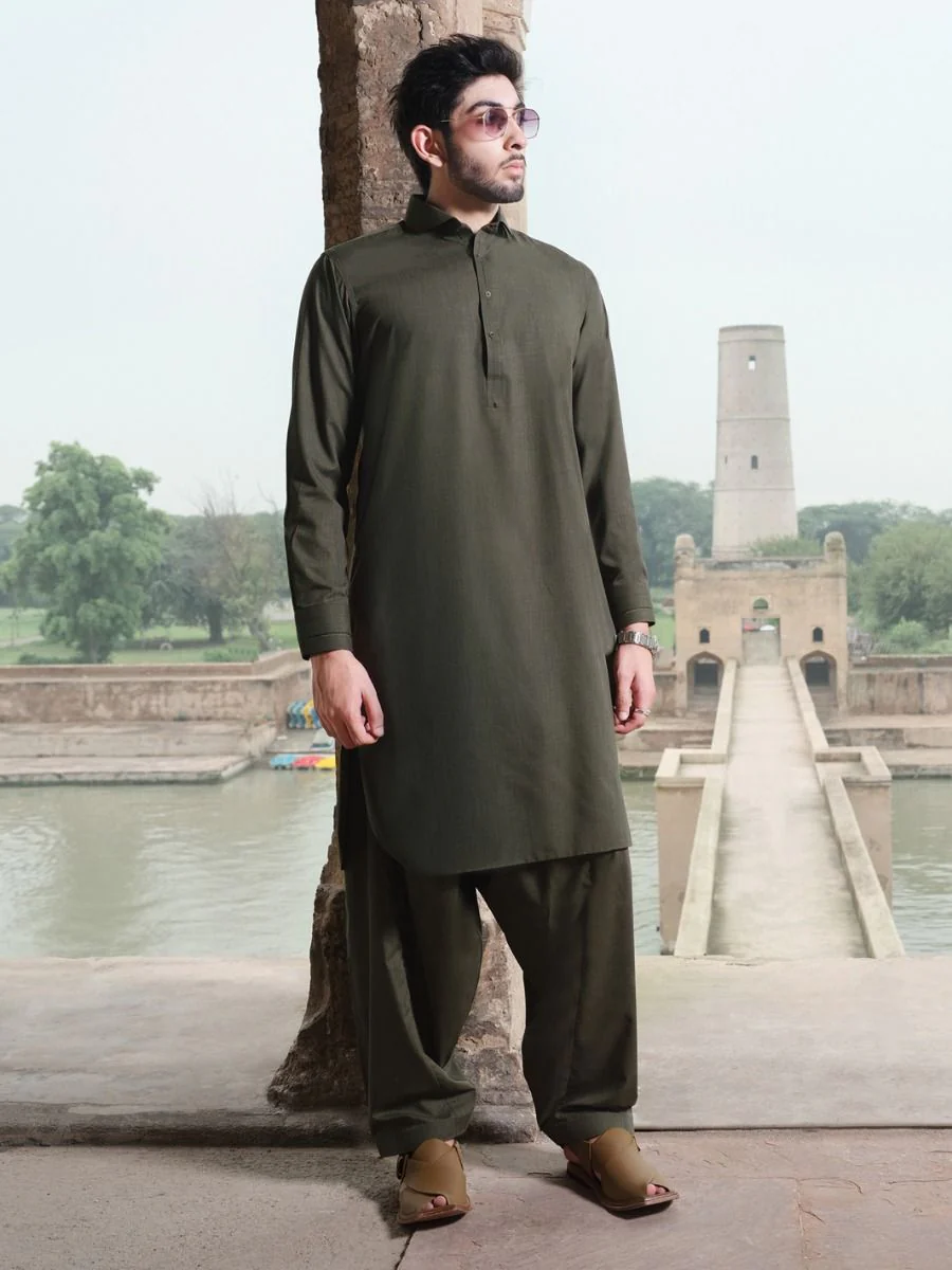 GREEN VISCOSE KAMEEZ SHALWAR | ALWA-KS-US-210 V-4 2020