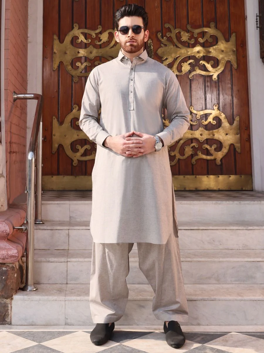 GREY COTTON KAMEEZ SHALWAR | ALWA-KS-US-217 V-1 2021
