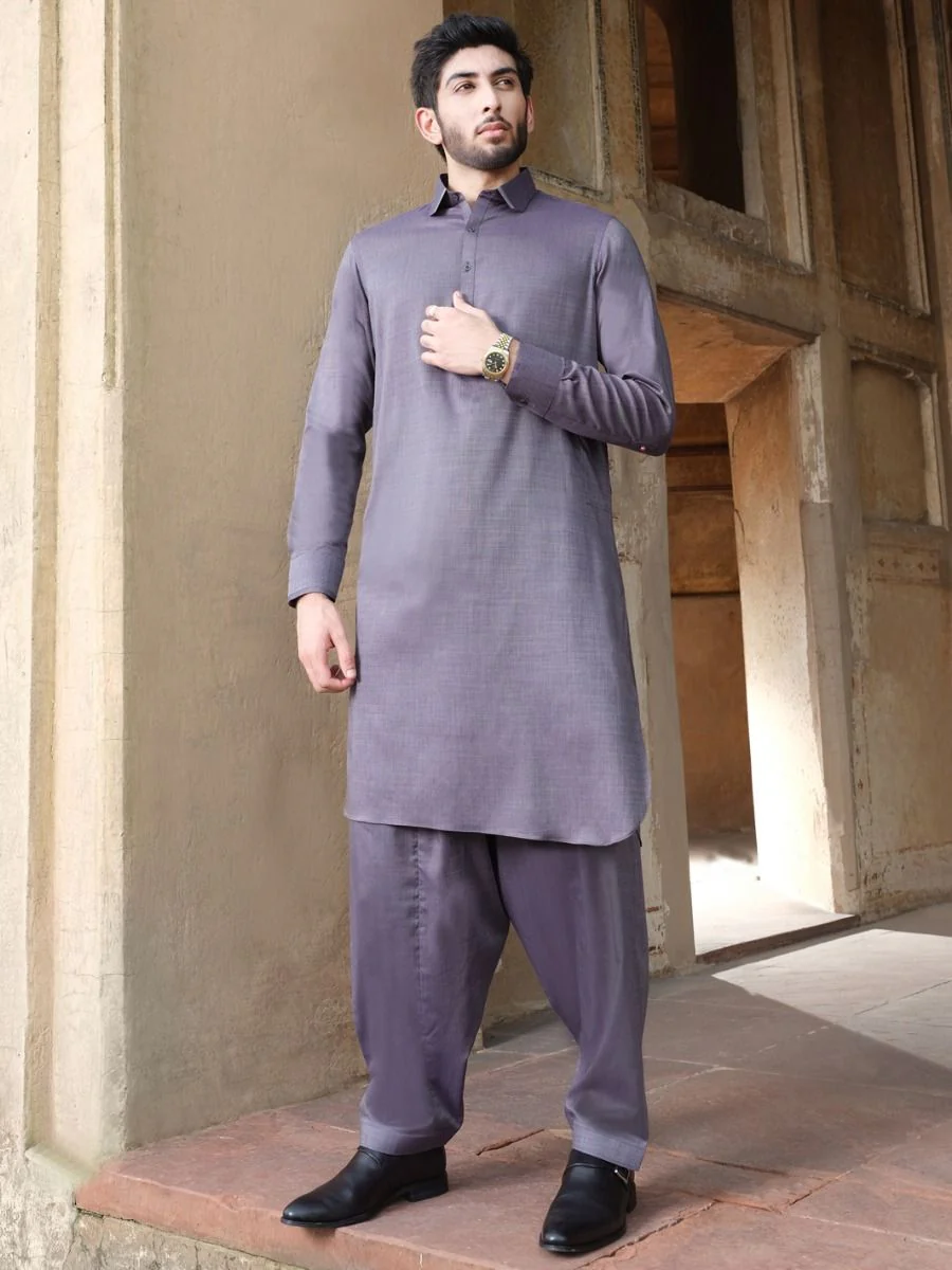GREY COTTON KAMEEZ SHALWAR | ALWA-KS-US-221 V-4 2020