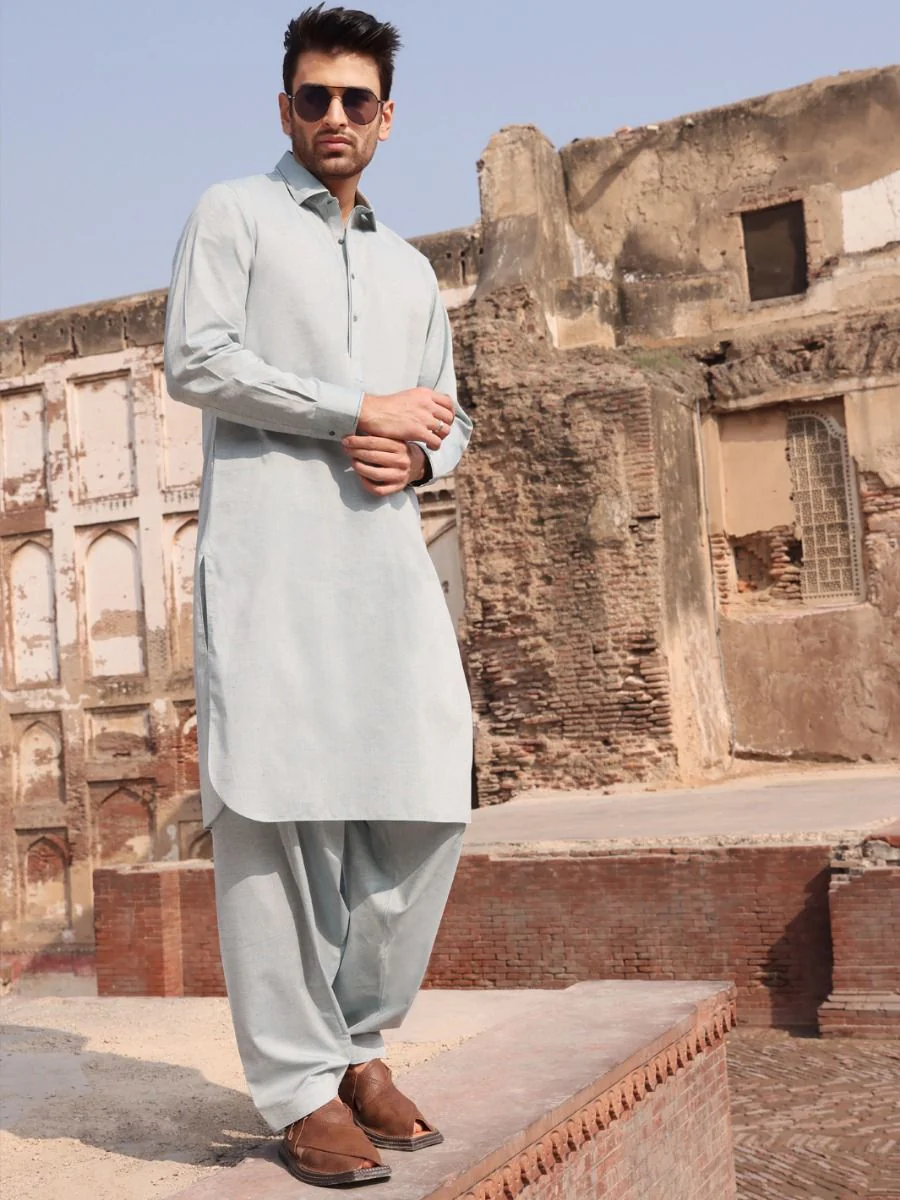 LIGHT BLUE COTTON KAMEEZ SHALWAR | ALWA-KS-US-222 V-2 2021