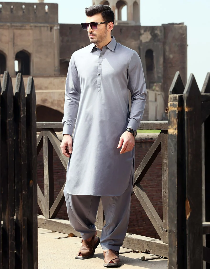 GREY COTTON KAMEEZ SHALWAR | ALWA-KS-US-229A V-2 2021