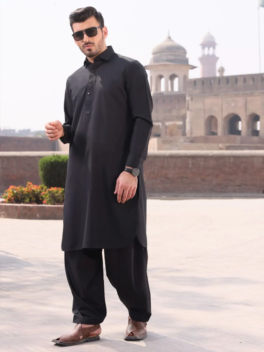 BLACK VISCOSE KAMEEZ SHALWAR | ALWA-KS-US-231 V-2 2021
