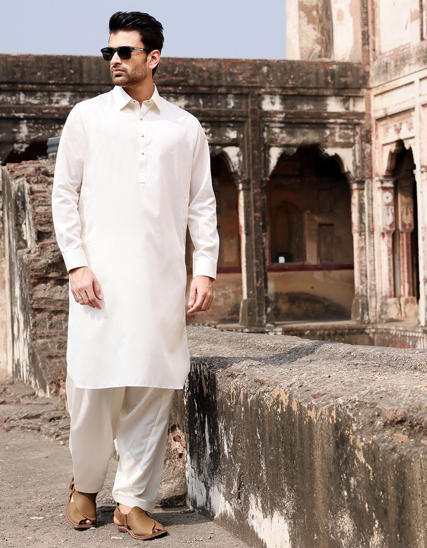 OFF WHITE KAMEEZ SHALWAR | ALWA-KS-US-243 V-2 2021