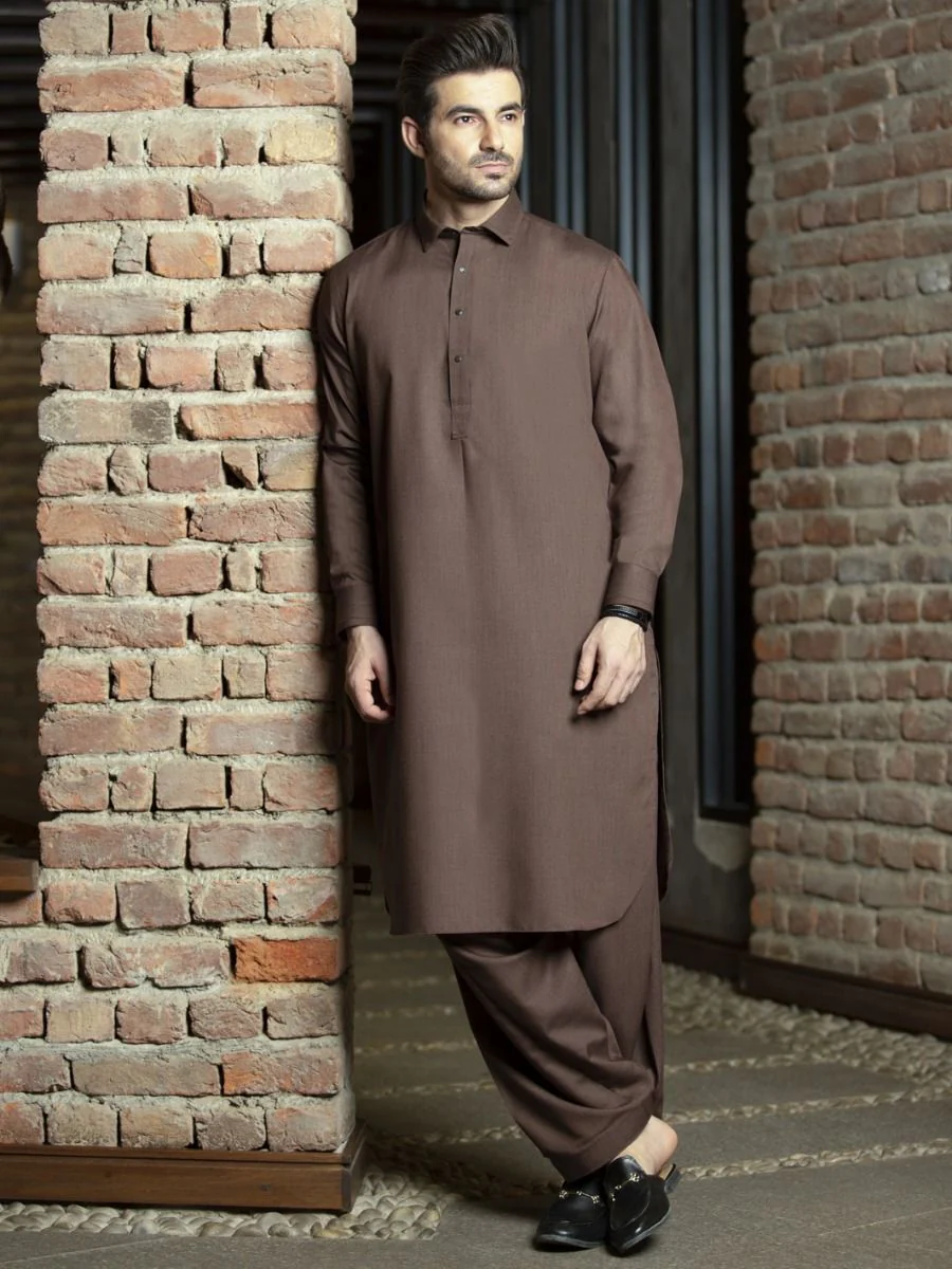BROWN VISCOSE KAMEEZ SHALWAR | ALWA-KS-US-260/AM-912A