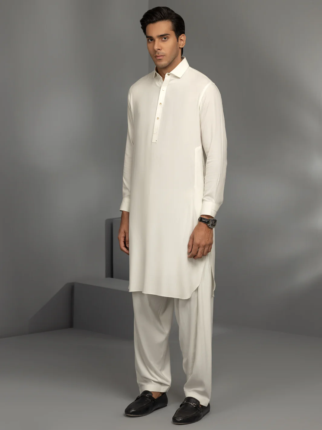 OFF WHITE VISCOSE KAMEEZ SHALWAR | ALWA-KS-US-349/AM-5088A