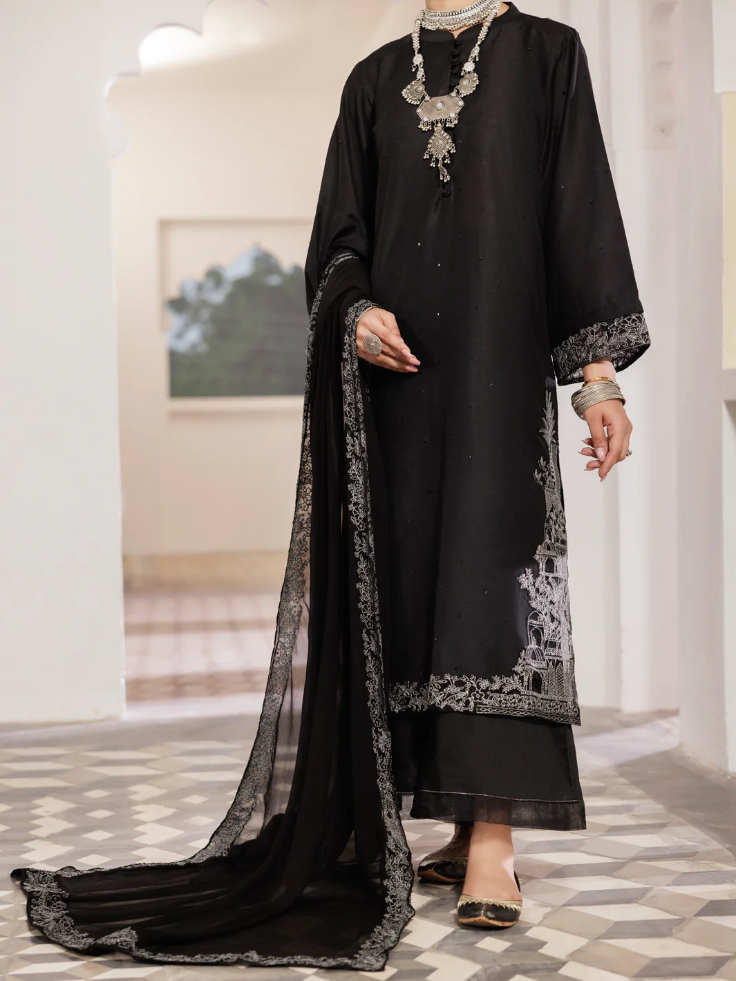 BLACK YARN DYED 3PC STITCHED | AWP-3PS-683/S AM-2940D
